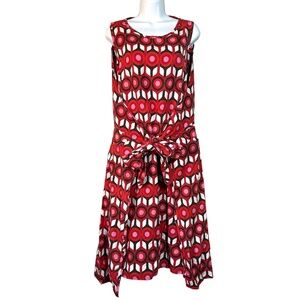 Leslie Evers Penelope Wrap Dress Size Large Orange Brown Cream Print Sleeveles